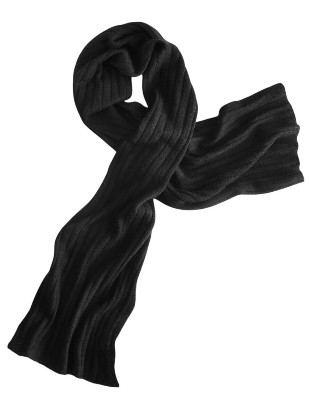 NWT Charter Club Ribbed Muffler Cashmere Scarf 100160263SF Classic Black